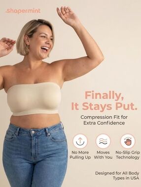 Shapermint Strapless Bandeau - Beige